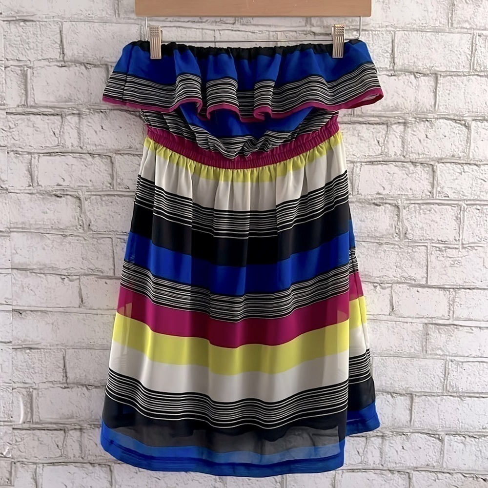 Forever 21 Colorful Striped Strapless Lightweight Dress Size Small
